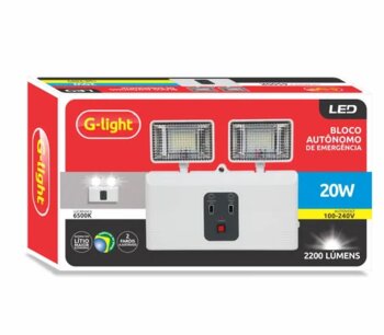 BLOCO AUTONOMO LED ILUMINAÇÃO DE EMERGÊNCIA 20W 6500K - G-LIGHT