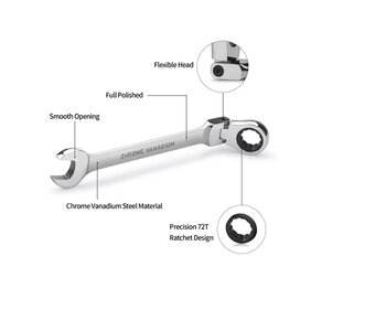 CHAVE COMBINADA FLEXIVEL COM CATRACA 18MM - HARDEN